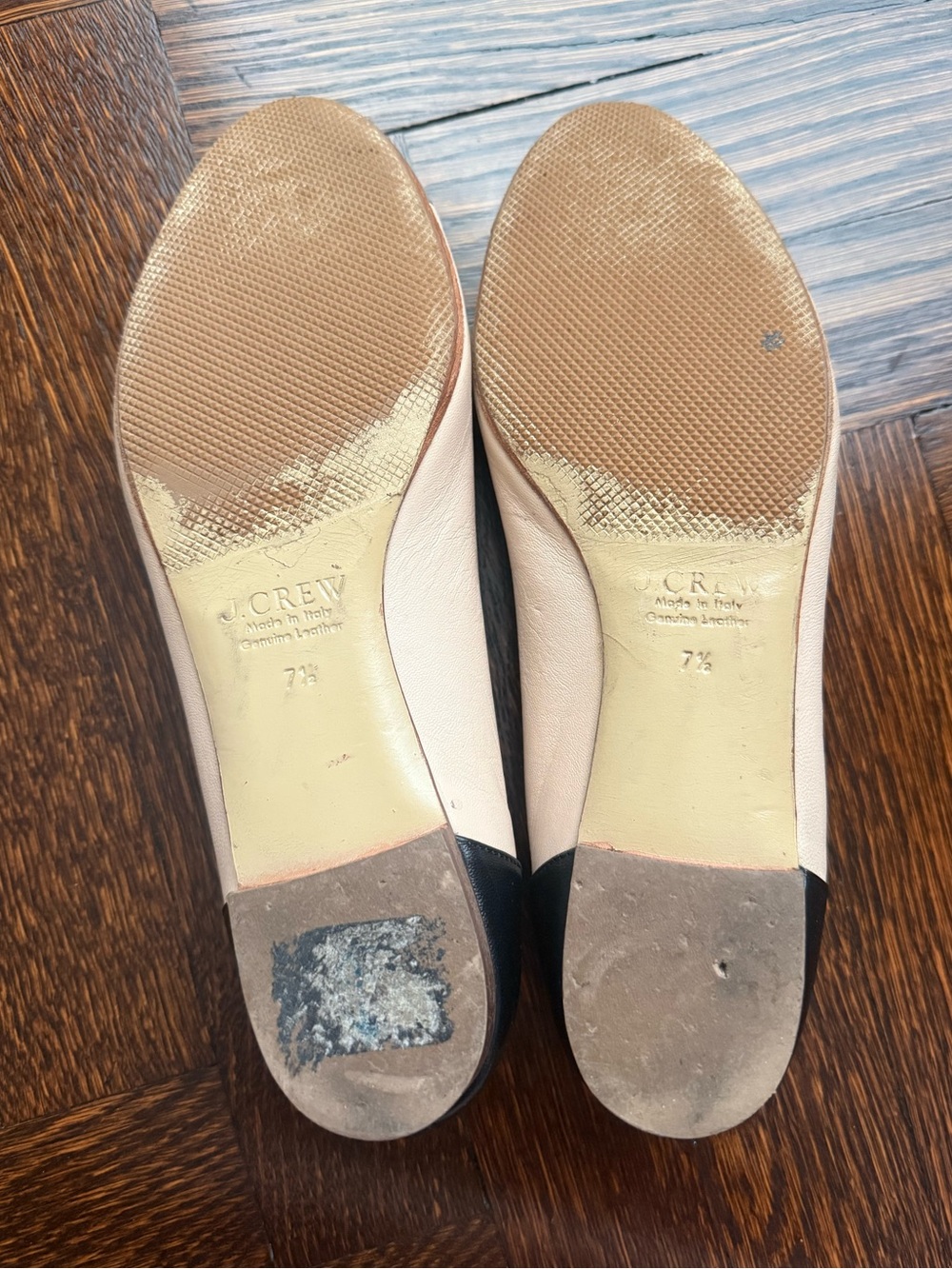 J. Crew Kiki Contrast Ballet Flats in Beige with Silver Toe and Black Trim - Picture 5 of 5